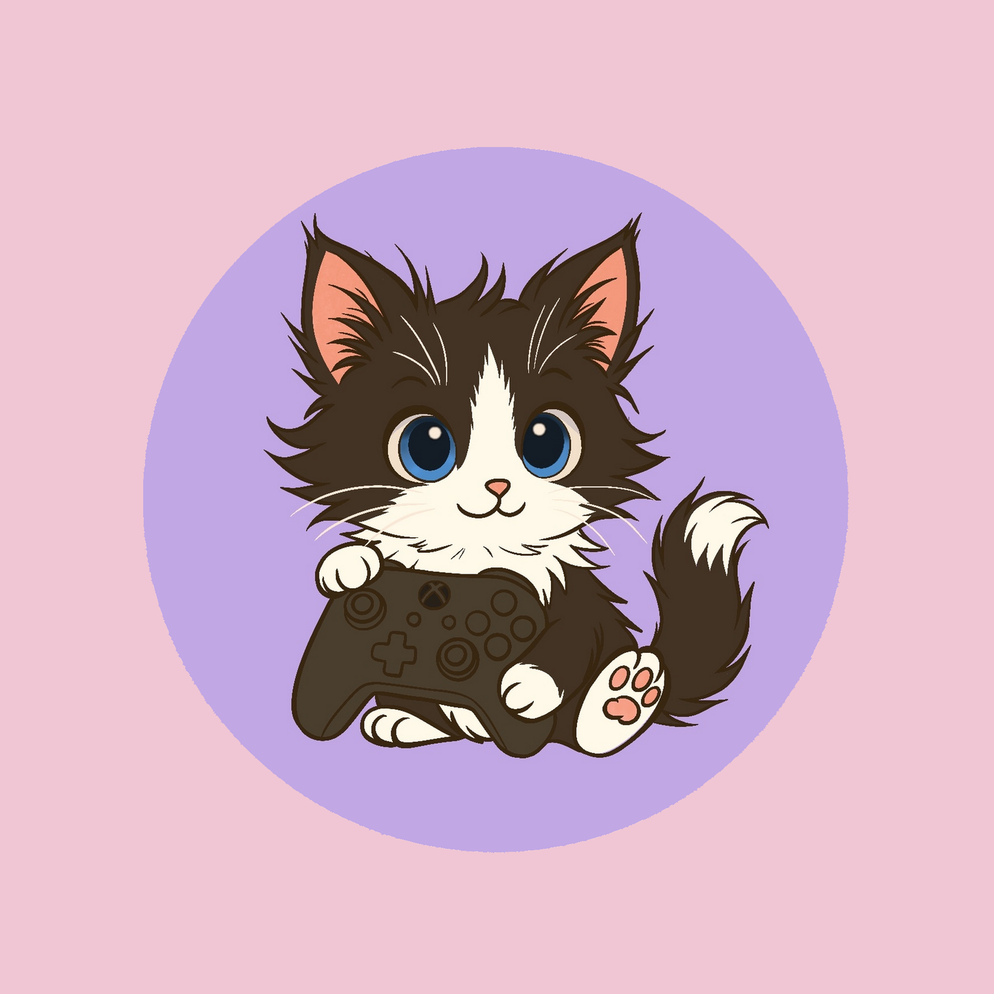 Sous-verre Chaton Noir et Blanc Gamer