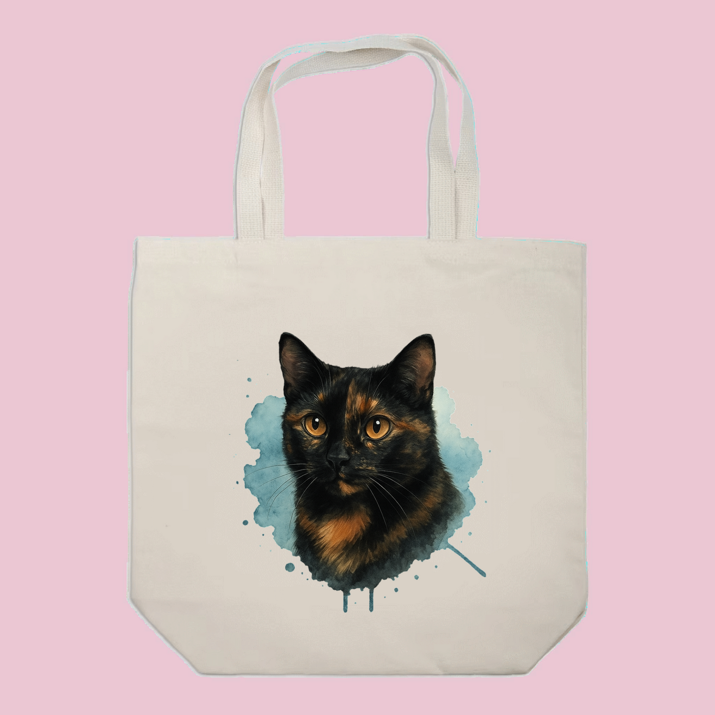 Watercolor Tortie Cat Tote Bag