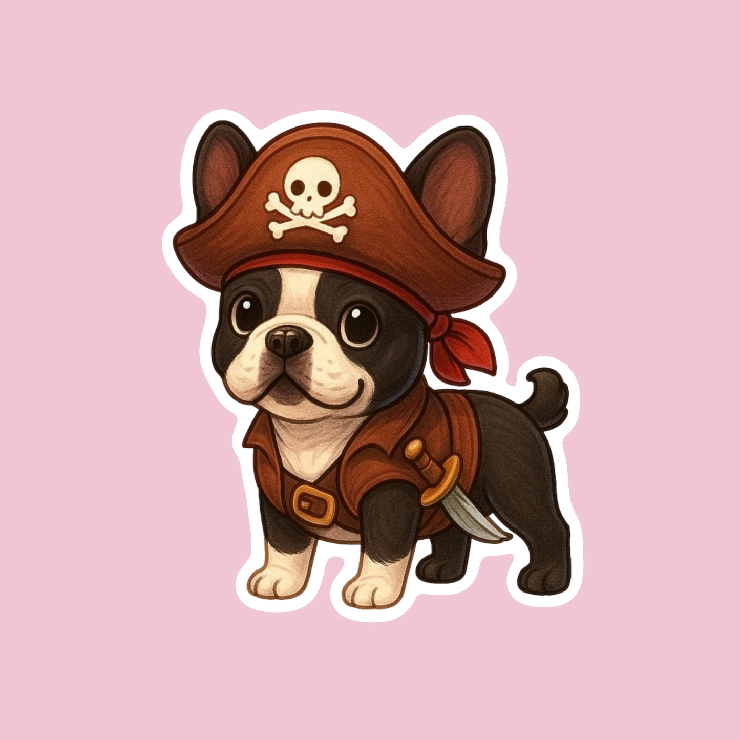 Pirate Boston Terrier Sticker