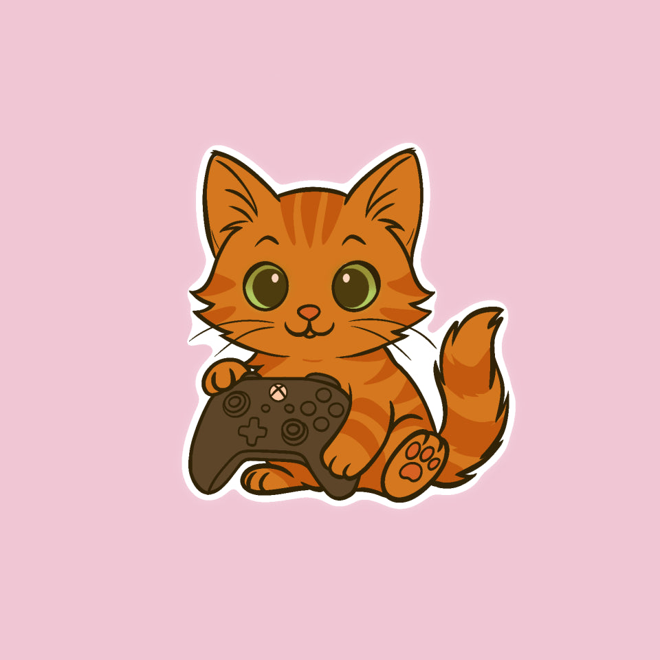 Autocollant Chaton Orange Gamer