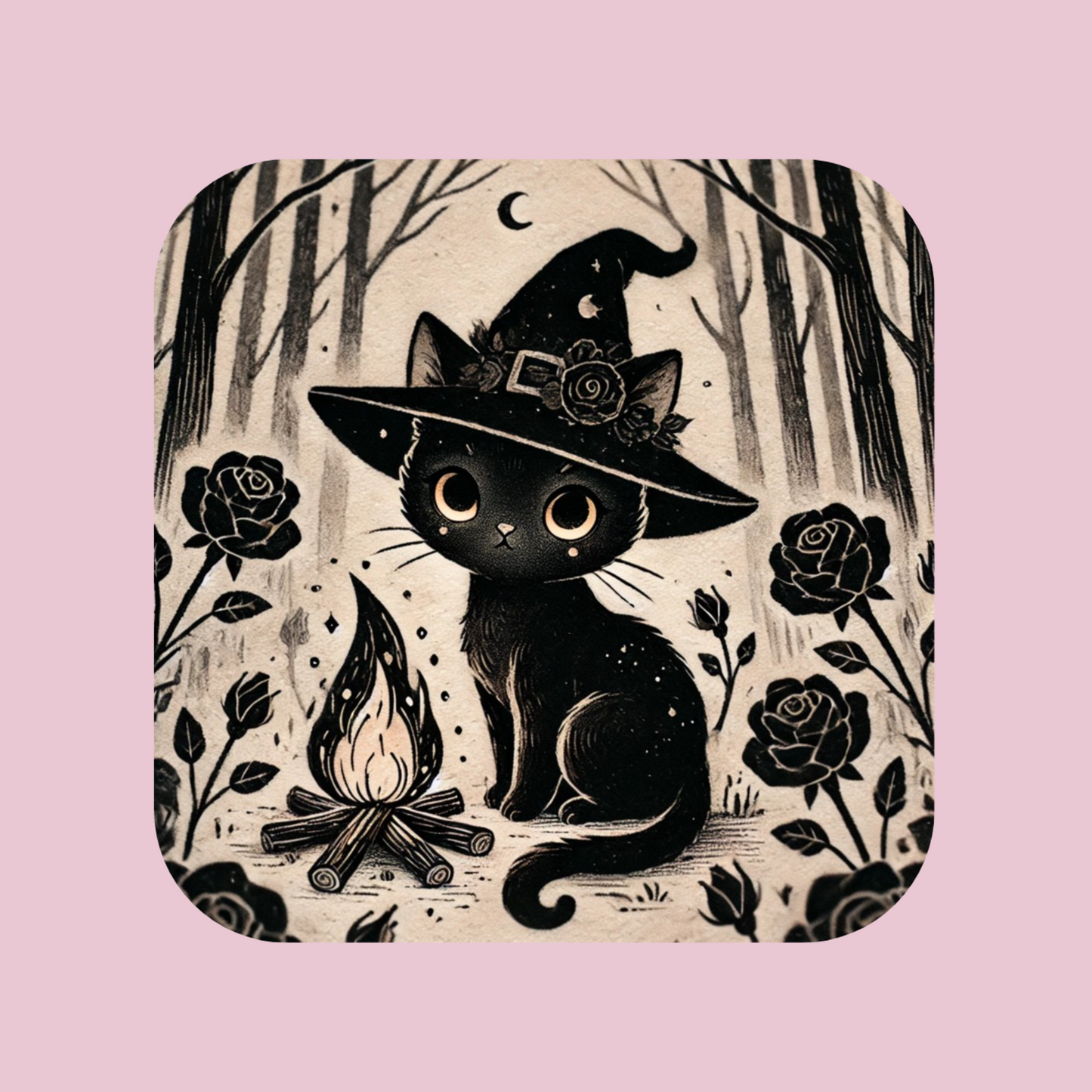 Witchy Black Cat Magnet