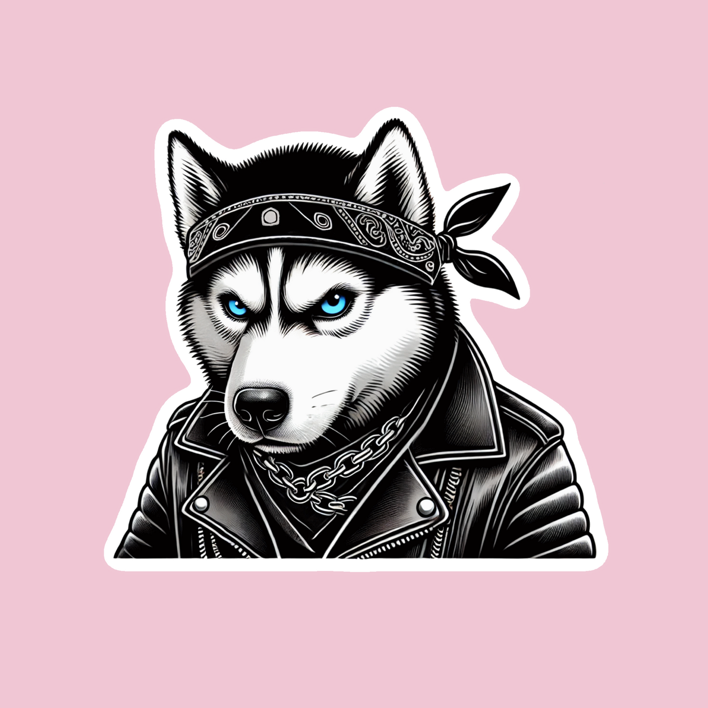 Biker Husky Sticker