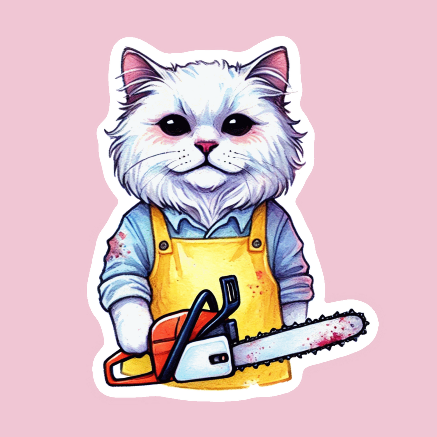 Autocollant Chat & Tronçonneuse Horreur