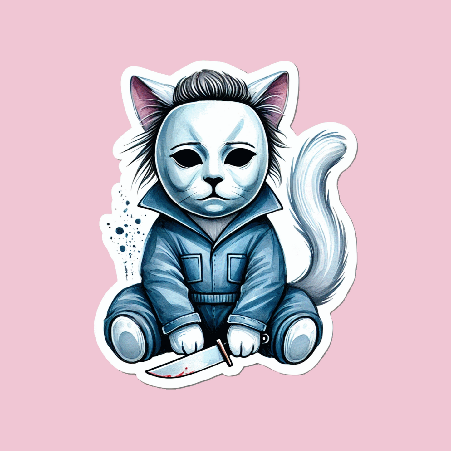 Autocollant Chat Halloween Horreur