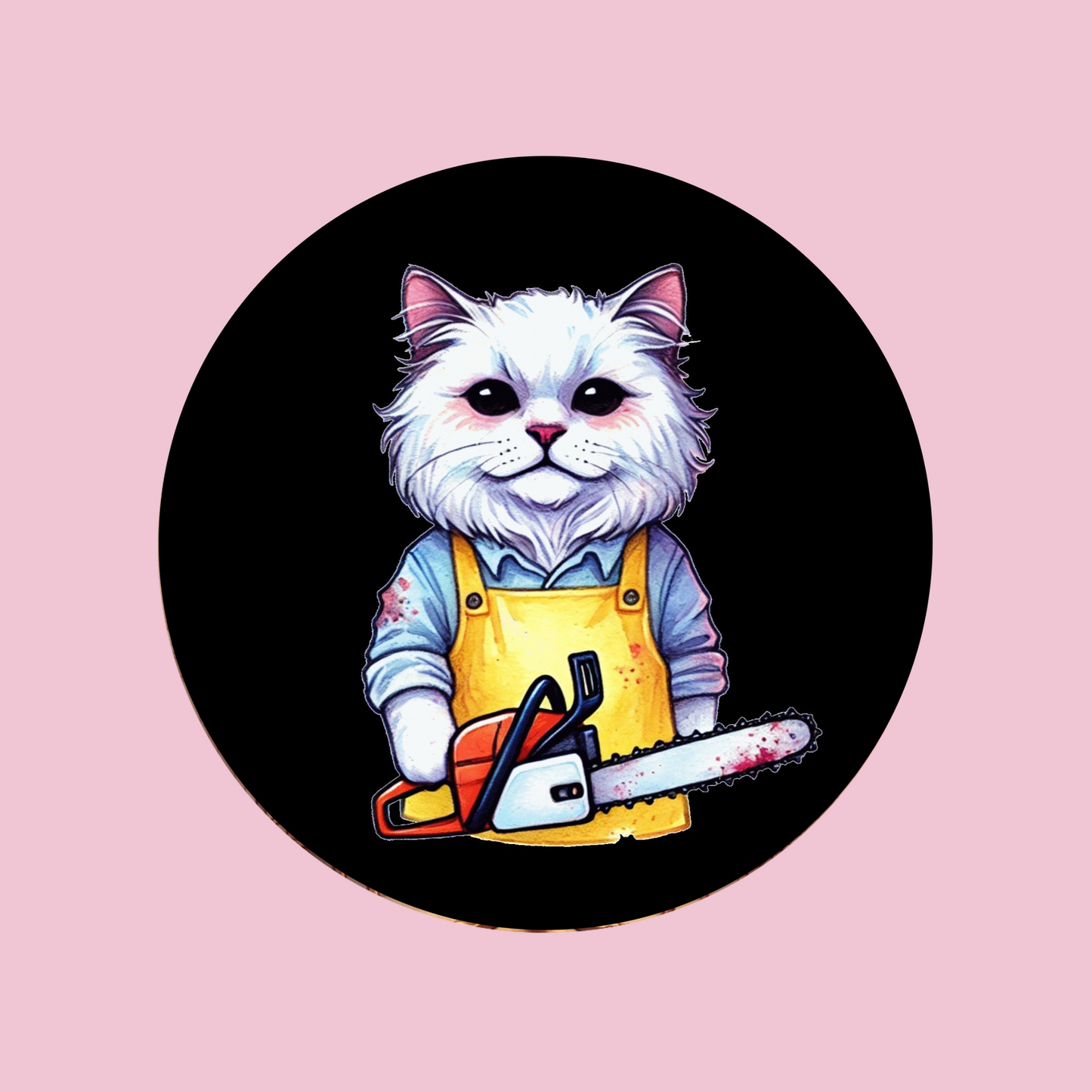 Creepy Chainsaw Cat Coaster