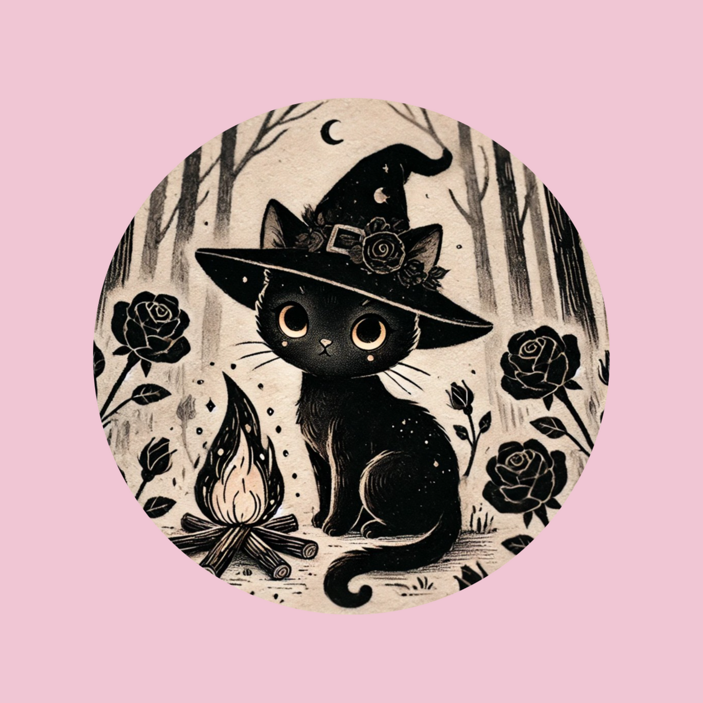 Witchy Black Cat Coaster