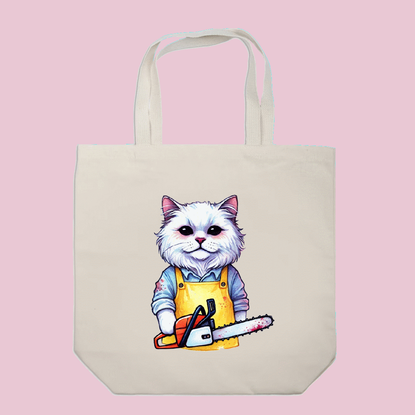 Creepy Chainsaw Cat Tote Bag