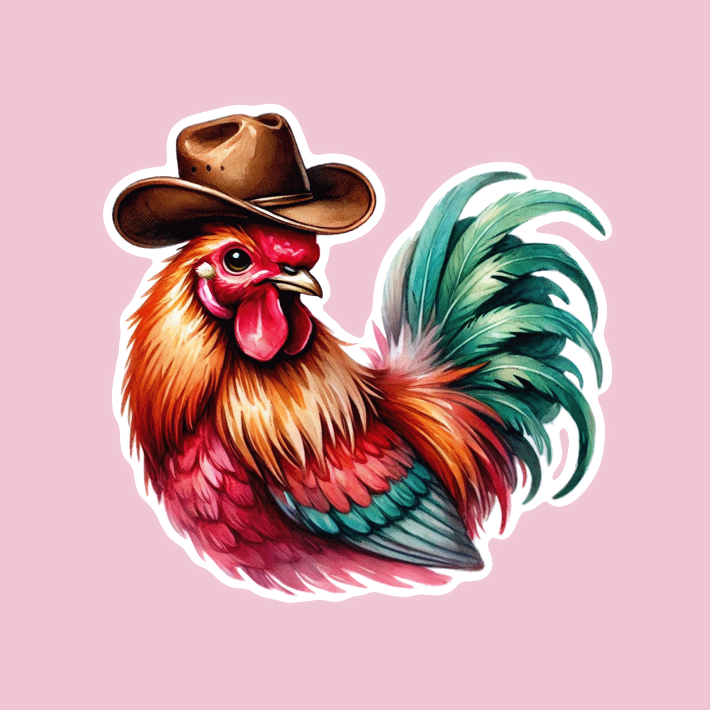 Cowboy Rooster Sticker