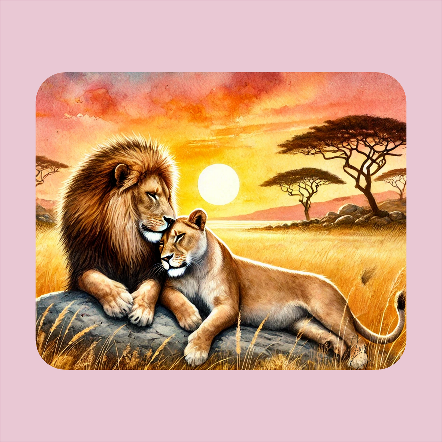 Lions in Love Mouse Pad
