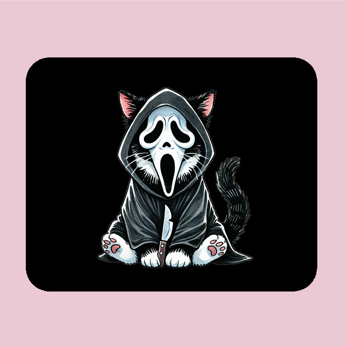 Creepy Scream Cat Mouse Pad