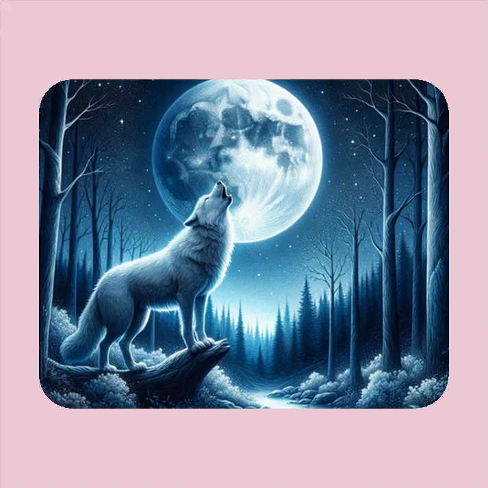 Full Moon Wolf Mouse Pad