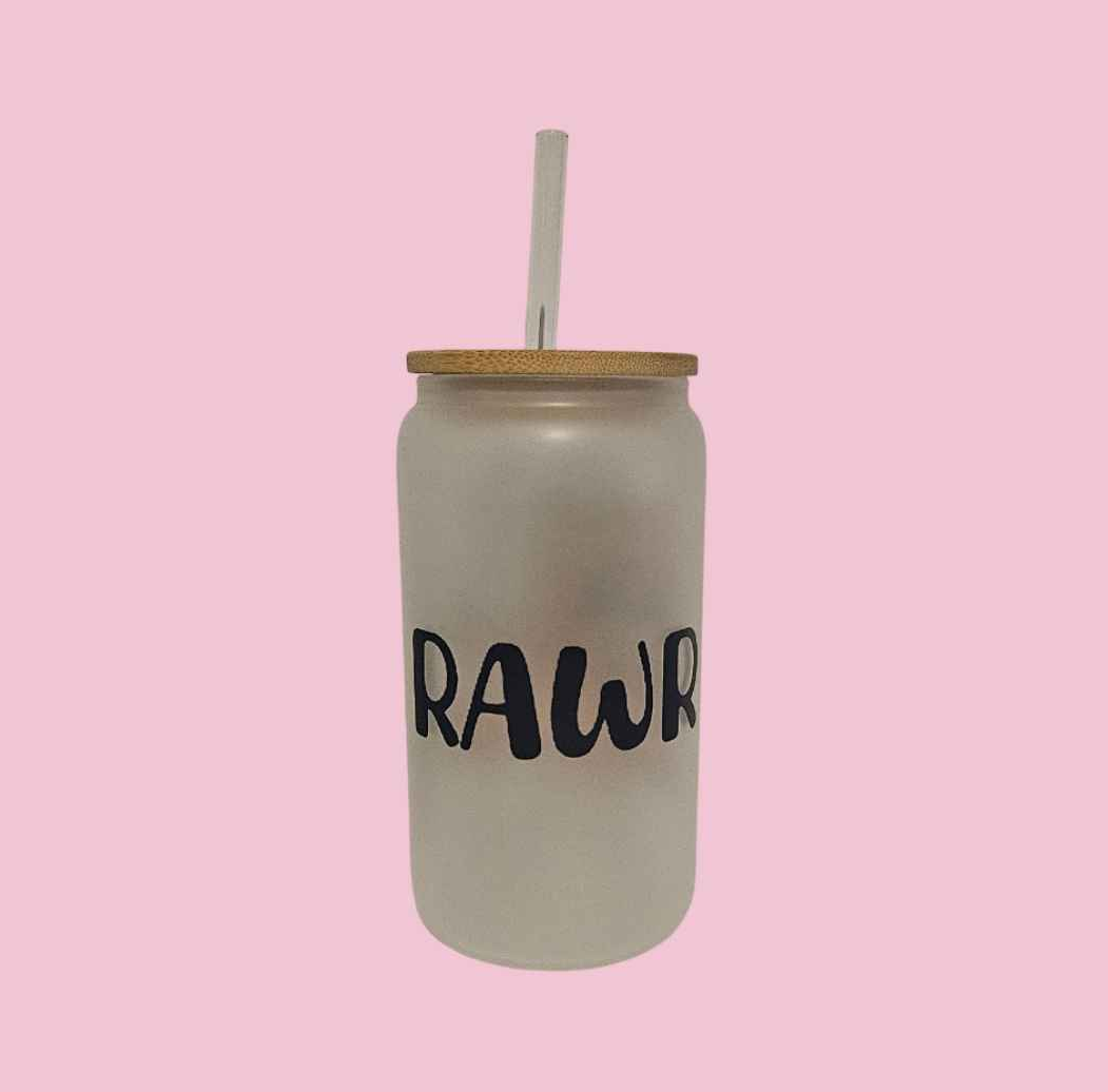 Bear Kitty Frosted Glass Tumbler