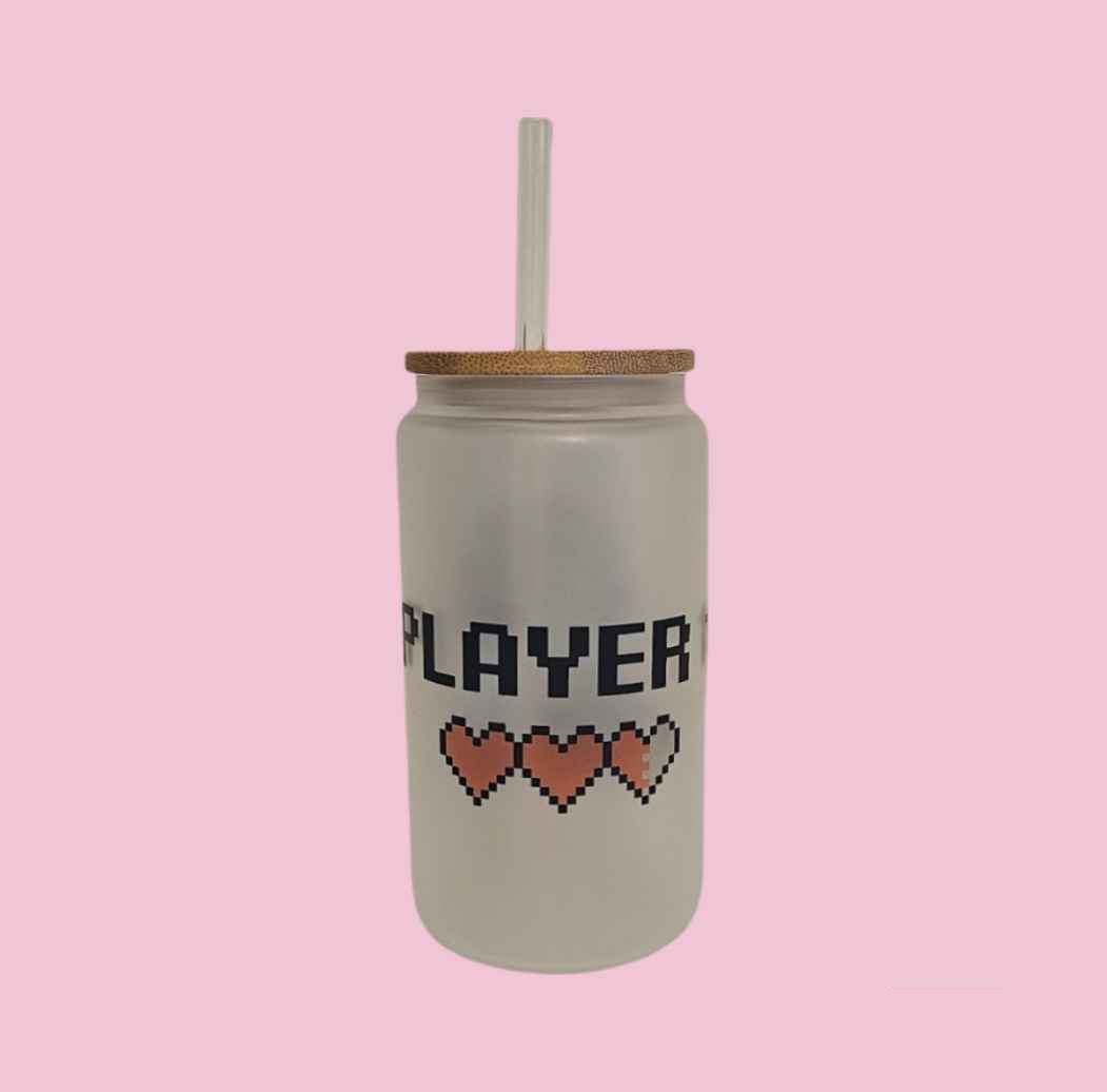 Gamer Dino - Player 1 Frosted Glass Tumbler