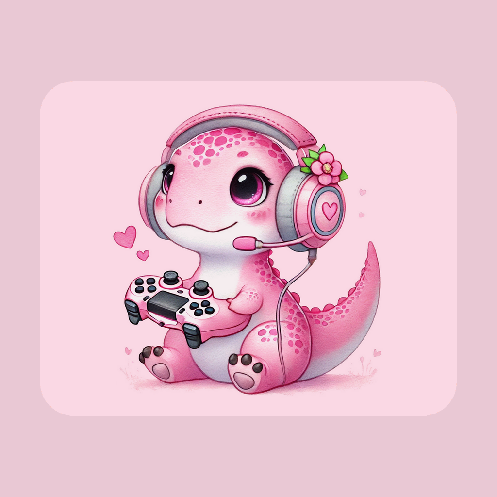 Gamer Girl Dino Mouse Pad