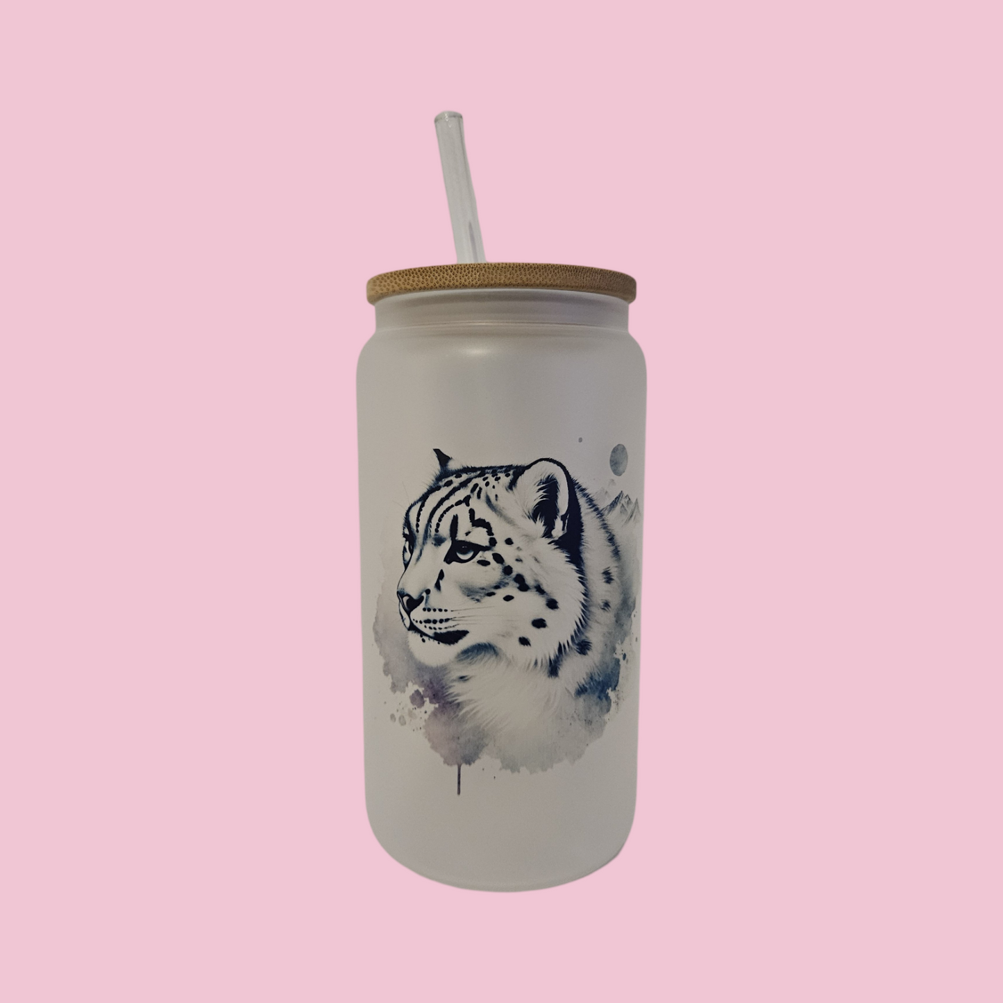 Verre Léopard des Neiges Effet Aquarelle