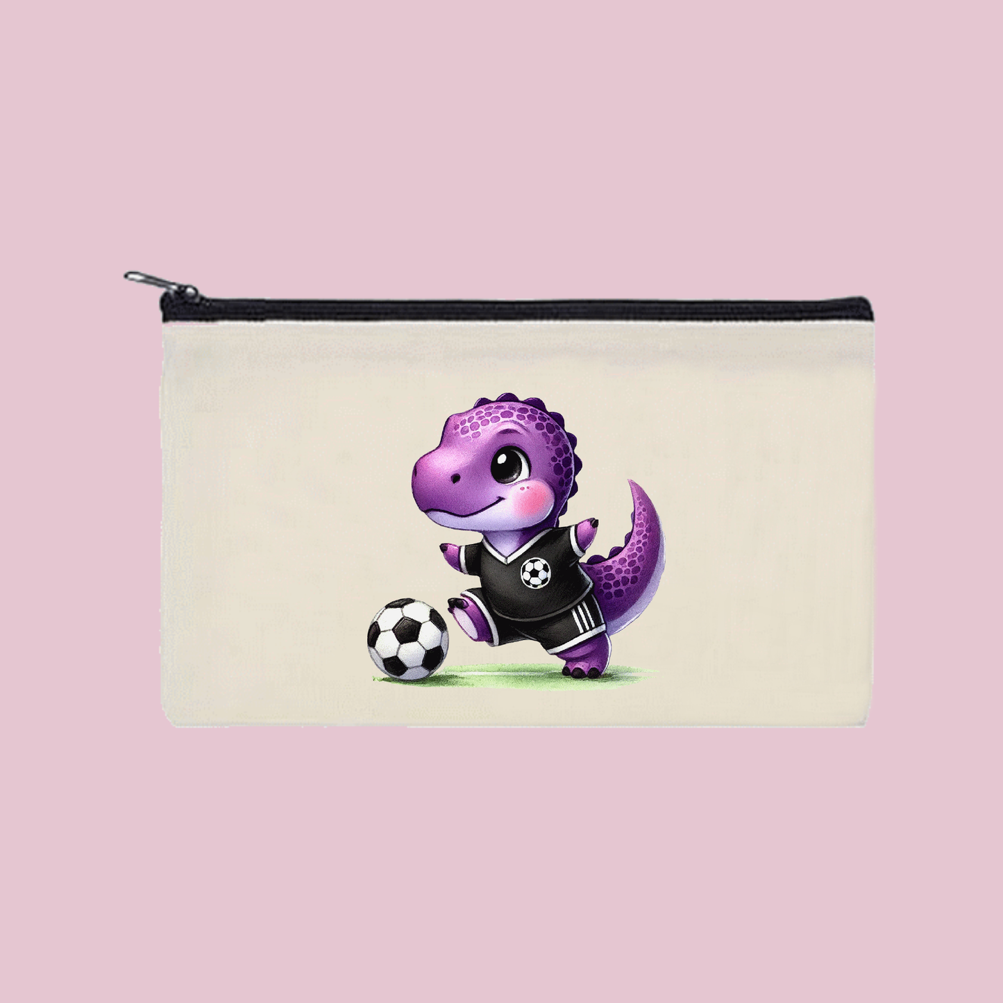 Soccer Dino Zipper Bag