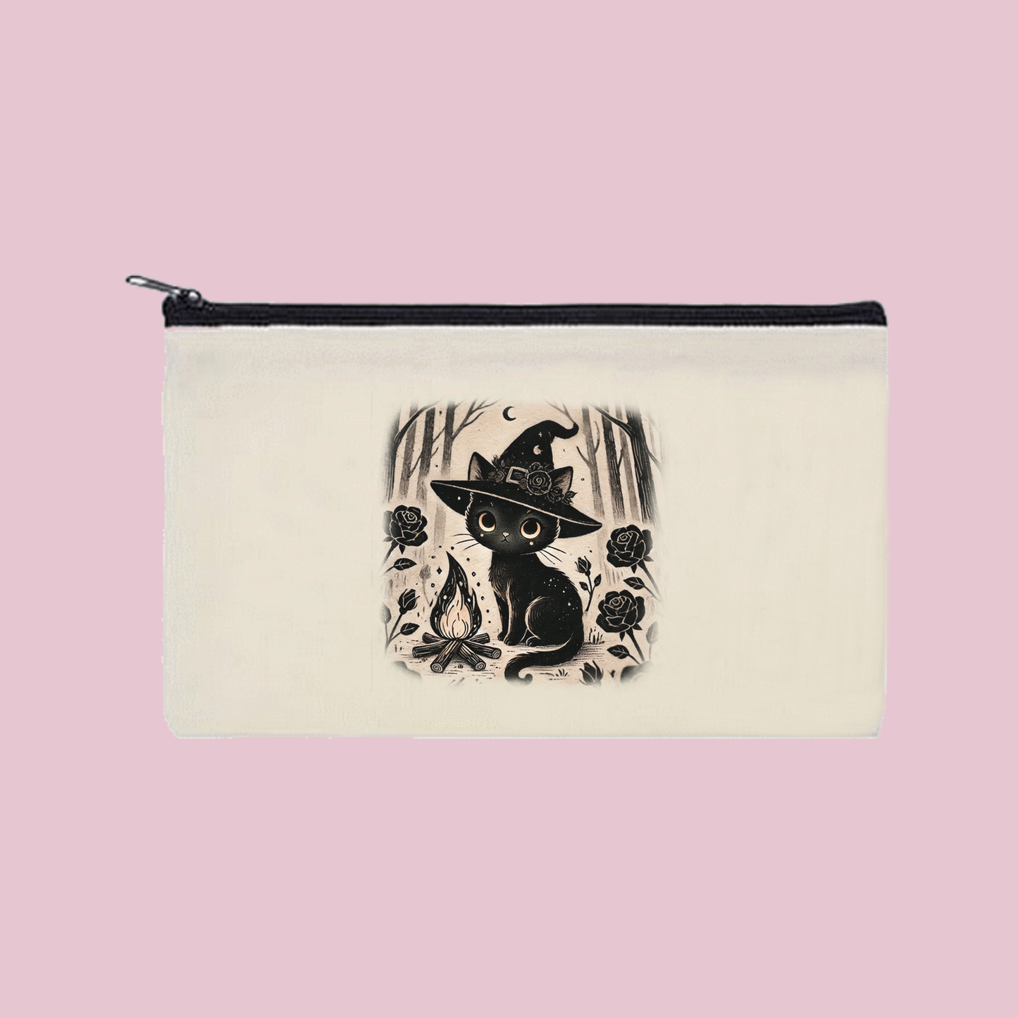 Witchy Black Cat Zipper Bag