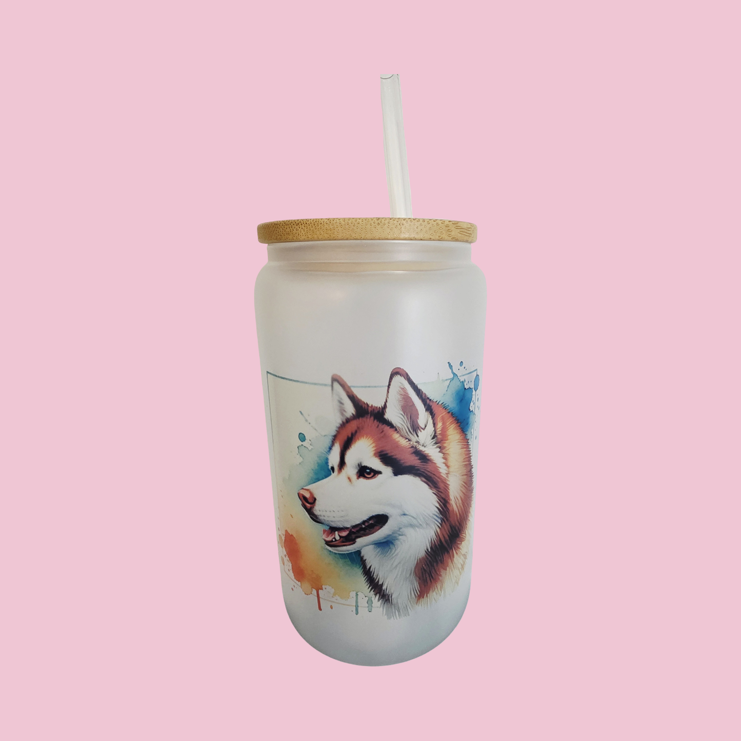 Watercolor Husky Frosted Glass Tumbler