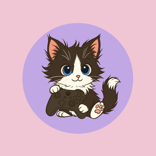 Gamer Black and White Kitty Coaster