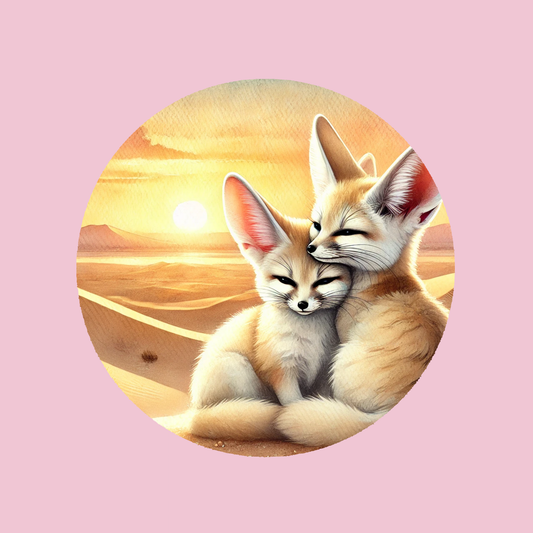 Sunset Fennec Foxes Coaster