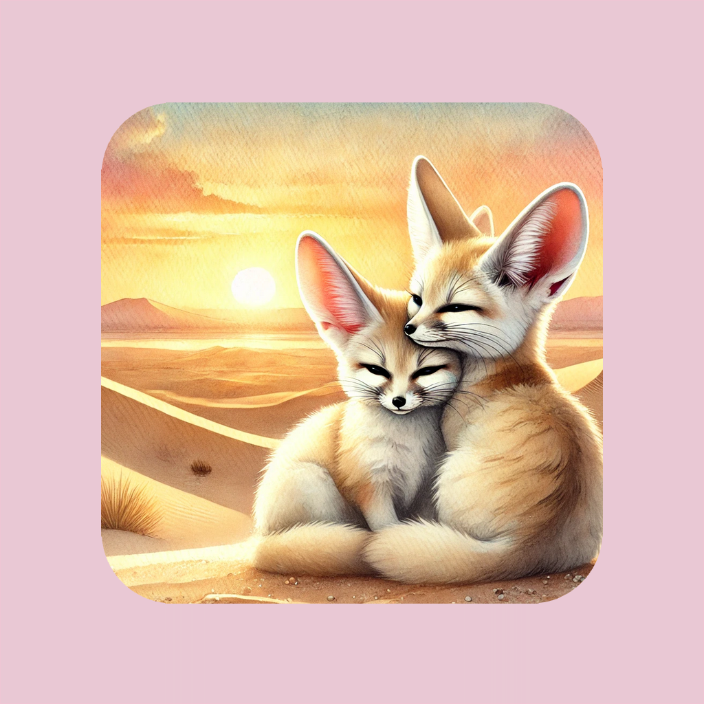 Sunset Fennec Foxes Magnet