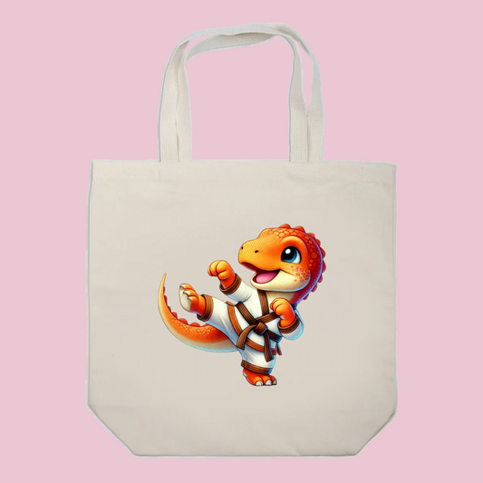 Karate Dino Tote Bag