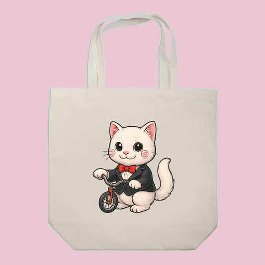 Creepy Jigsaw Cat Tote Bag