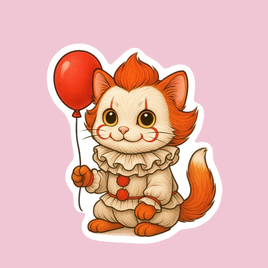 Creepy Clown Cat Sticker