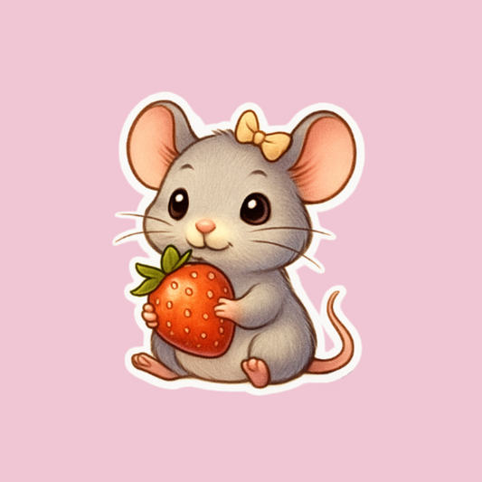 Mouse & Strawberry Sticker