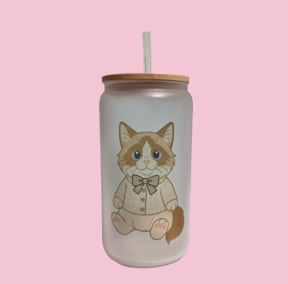 Cardigan Ragdoll Frosted Glass Tumbler