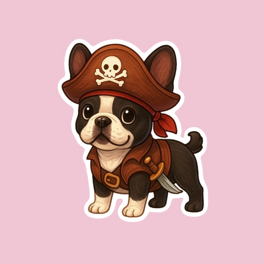 Pirate Boston Terrier Sticker