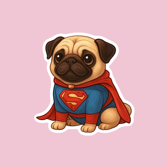 Superhero Pug Sticker