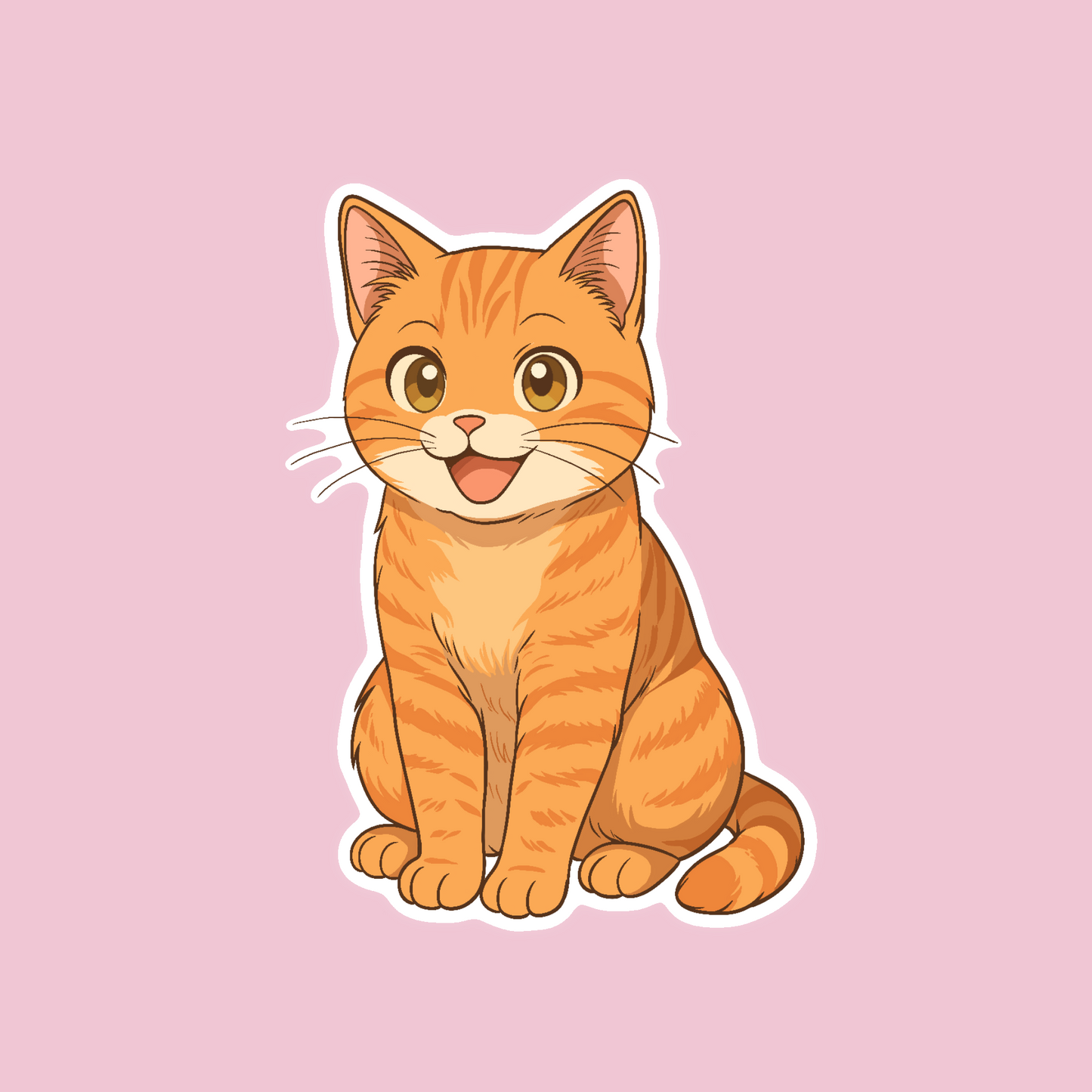 Autocollant Chat Tabby Roux