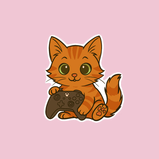 Gamer Orange Kitty Sticker