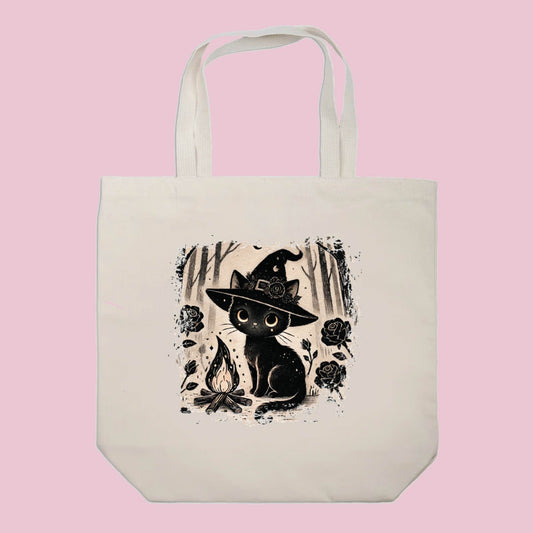 Witchy Black Cat Tote Bag