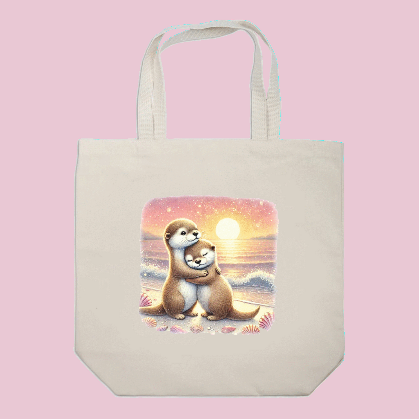 Sunset Otters Tote Bag