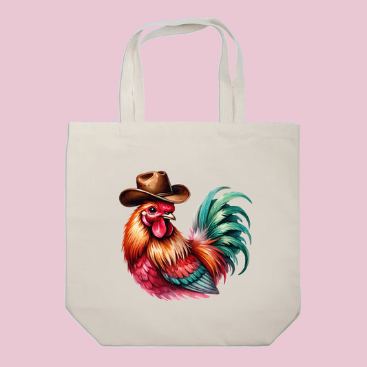 Cowboy Rooster Tote Bag