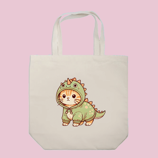 Dino Kitty Tote Bag