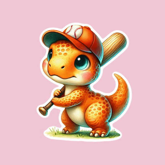 Baseball Dino Sticker
