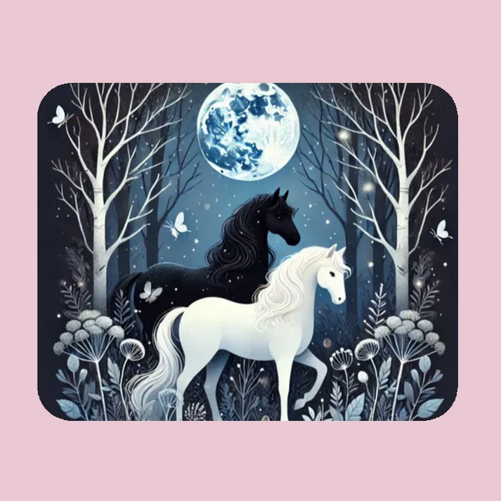 Black & White Horses Mouse Pad