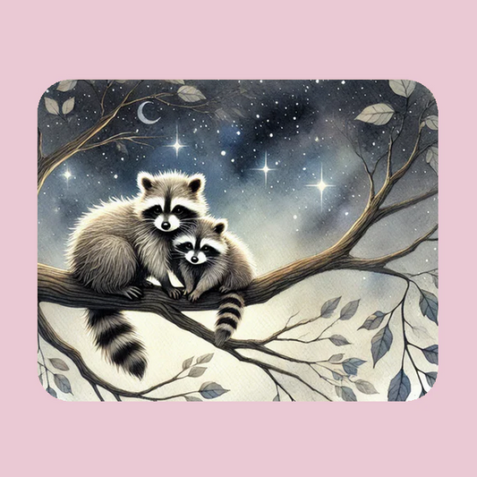 Raccoons at Night Mouse Pad