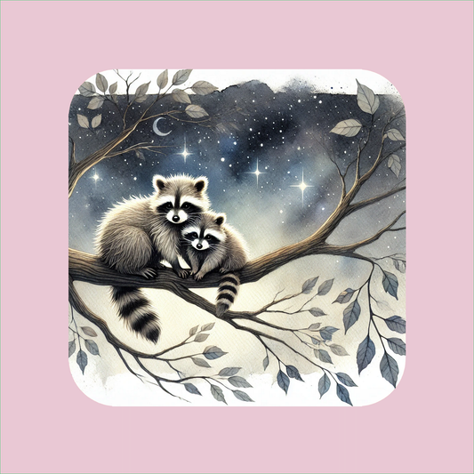 Raccoons At Night Magnet