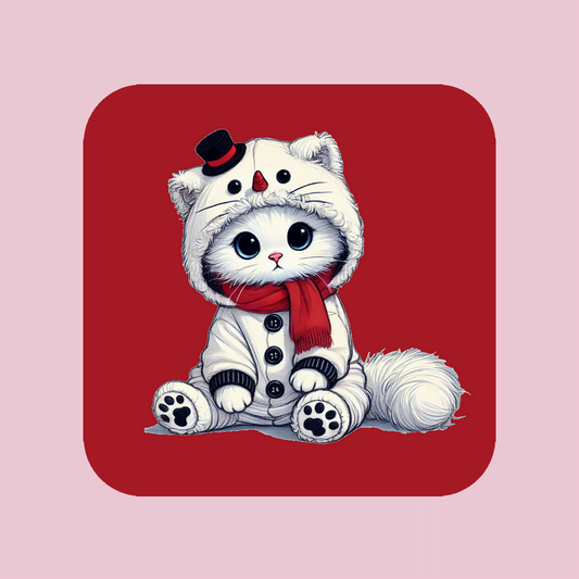 Aimant Chaton Bonhomme de Neige - Noël