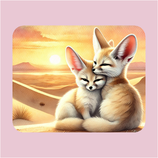 Sunset Fennec Foxes Mouse Pad