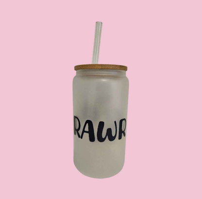 Shark Kitty Frosted Glass Tumbler