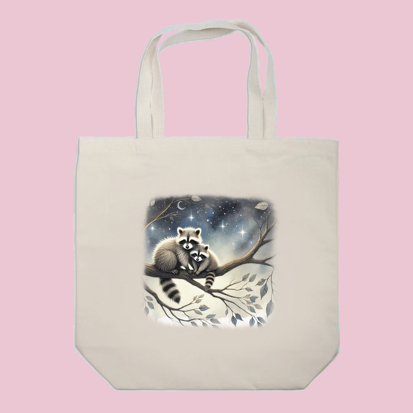 Raccoons at Night Tote Bag