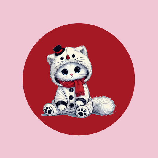 Snowman Kitty - Christmas Coaster
